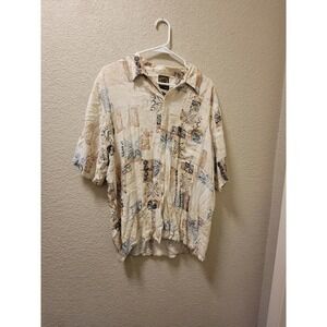 BRUNO B SHIRTS TROPICAL PRINT BUTTON DOWN SIZE XL LINEN BLEND
